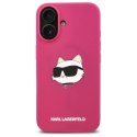 Etui Karl Lagerfeld Silicone Choupette Head Print MagSafe na iPhone 16 - fuksja