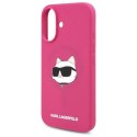 Etui Karl Lagerfeld Silicone Choupette Head Print MagSafe na iPhone 16 - fuksja