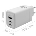 Qoltec Ładowarka sieciowa 65W GaN | 5-20V | 3-3.35A | 2xUSB-C PD | 1xUSBQC 3.0 | Biała