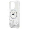 Etui Karl Lagerfeld Liquid Glitter Choupette Head Magsafe na iPhone 16 Pro Max - przezroczyste