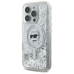 Etui Karl Lagerfeld Liquid Glitter Choupette Head Magsafe na iPhone 16 Pro - przezroczyste