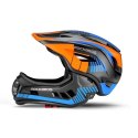 Kask rowerowy Rockbros TT-32SOBL-S dziecięcy z odpinaną szczęką rozmiar S - czarno-pomarańczowy