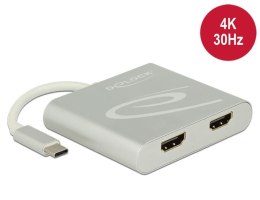 Delock Rozdzielacz USB-C -> 2x HDMI 4K srebrny