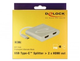 Delock Rozdzielacz USB-C -> 2x HDMI 4K srebrny