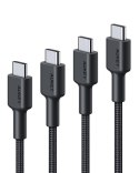 AUKEY CB-CD37 Zestaw 4 szt. nylonowych kabli Quick Charge USB C -USB C | 0.3m 1m 2m 3m | 4 szt. | 5 Gbps | 3A | 60W PD | 20V