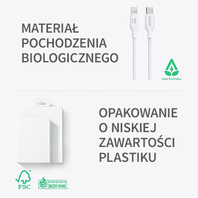 Kabel Anker 541 Eco-friendly USB-C do Lighting 0.9m biały